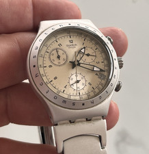 Swatch Irony Freezing Rain Aluminium Chrono Quartz Watch. Working With Spares