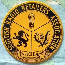 Old Vintage Porcelain Enamel SCOTTISH RADIO VALVE Sign  DEN MANCAVE 9" Diameter