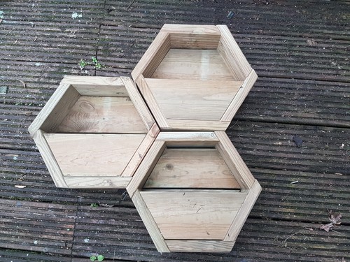 Hexagonal wooden planter - hexagonal,