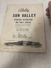 Bally  - Sun Valley - Pin  Ball Machine operation instructions Parts Cataloge
