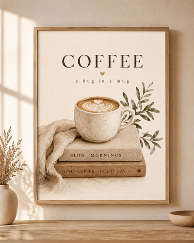 Coffee wall art print neutral - coffee,