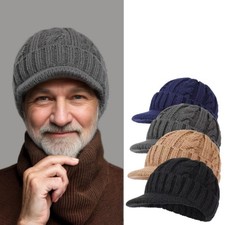 Woolen Knitted Hat Men Peaked