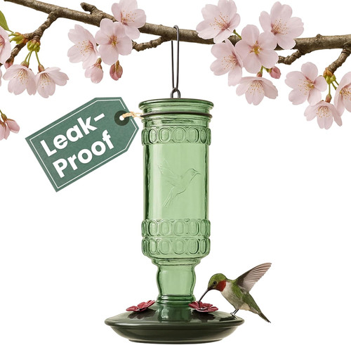 Glass bottle hummingbird - bottle,