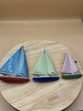 RARE VINTAGE WADE PORCELAIN YACHTS SET of 3 WALL DECORATIONS Boat