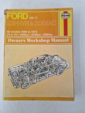 Ford Zephyr & Zodiac MKIV Haynes Manual 1966 to 1972 V4 V6 Saloon Estate