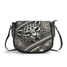 Silver Leopard Genuine Leather
