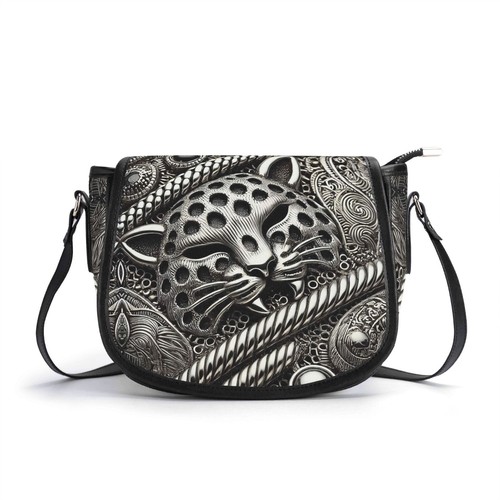 Silver leopard genuine leather - silver,