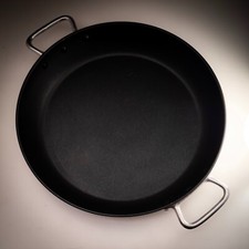 Large 14” Cast Aluminium Paella Pan Non-Stick Twin Handles Gas Electric Hob 1.8k