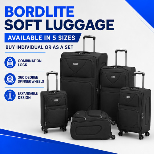 Bordlite black soft suitcase - black,
