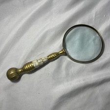 Vintage Decorative Magnifying Glass Brass And Mother Of Pearl