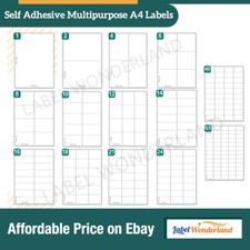 LABELS - SELF ADHESIVE STICKY WHITE A4 ADDRESS LABELS FOR INKJET  LASER PRINTER