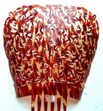 Very large Spanish mantilla hair comb in pierced faux shell