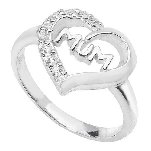 Silver heart mum ring - heart,