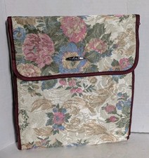 PreZerve Large Trifold Jewelry Organizer Flower Print Travel Case Hanging Hook