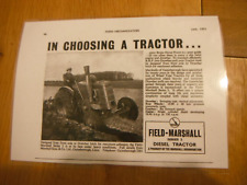 1951, FIELD MARSHALL SERIES 3, DIESEL TRACTOR ADVERT (LAMINATED PHOTOCOPY)