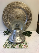 Yankee Candle Decorative Silver & Cherub Pattern Plate & Shade Topper VGC