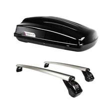 Lockable Roof Bars & Roof Box 340L for VW Golf MK4 5-Door Hatchback 1997-2003