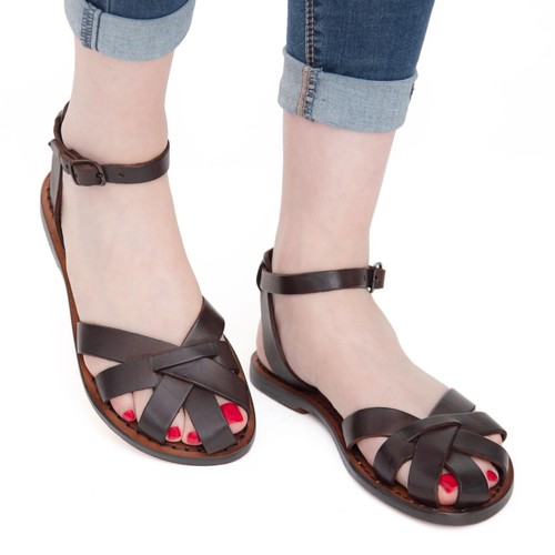 Handmade dark brown flat