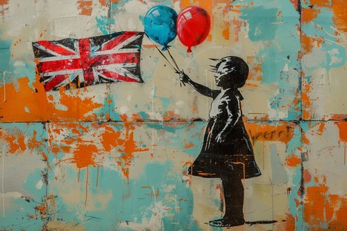 Banksy style red balloon girl - balloon,