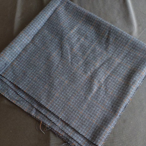 Check wool fabric remnant - fabric,