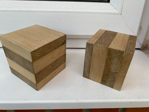 Handmade large wooden - cubes, x2