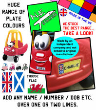 Front & Back Personalised number plates TO FIT Little Tikes Cozy Coupe toy car