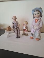 Figurine, Capodimonte Style 'Old Man having a picnic on Bench' , Two Children