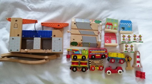 Wooden train set bundle cars - train,