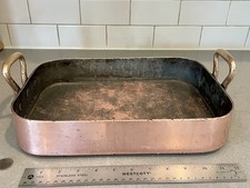 Antique Copper Roasting Pan. 35cmx25cm. 2.76mm Thick. Heavy Pan.
