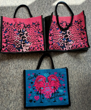 3 x Julien Macdonald Asda Tickled Pink Breast Cancer Jute Shopping Bags USED