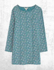 Women's Seasalt Jersey Tunic 3/4 Sleeve Long Sleeve Cotton Printed in Teal Bow