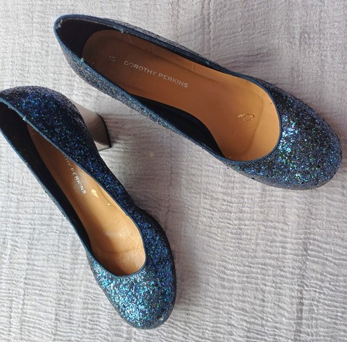 Blue glitter vintage heels - glitter, heels,