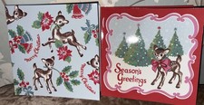 RARE Cath Kidston Cute Vintage Bambi Deer Xmas Cards X 4