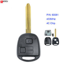 Remote Car Key Fob 2 Button 433MHz 4C for Toyota RAV4 Corolla Yaris P/N:60081