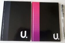 2 x A6 Note Book 60 Sheets Hard Cover Lined Paper Notebook Retractable Pen Black