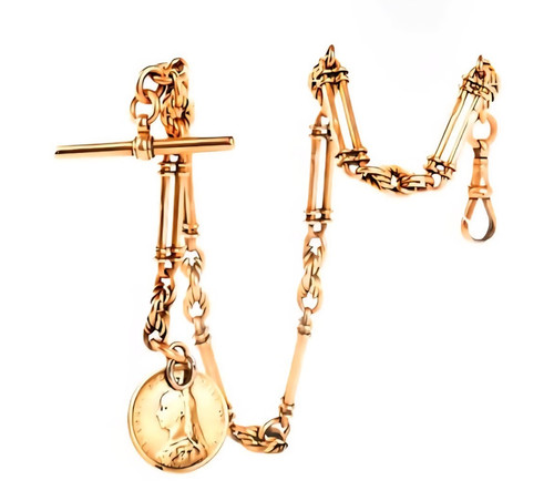 Antique 9ct gold watch albert - antique,