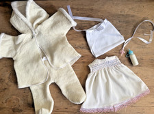ORIGINAL 1970s TINY TEARS DRESS, plus nappy dummy bottle & Vintage snow outfit