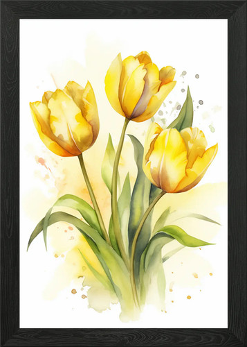 Yellow tulips framed wall art - tulips,