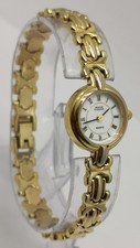 Vtg 1990s Avia 100 Classic 18k Gold Plated Bracelet Quartz Ladies Wrist Watch