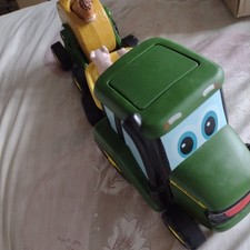 Push Pull Along Tractor And Trailer Set With Moving Animals. EUC