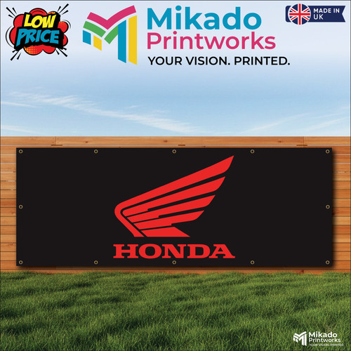 Honda printed black pvc banner - honda,