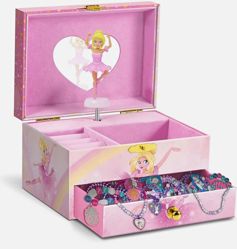 Pink musical wooden ballerina - pink,