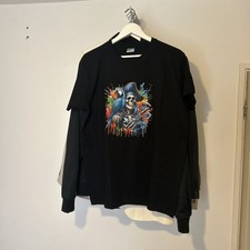 Unisex Black T-shirt Size Large Pirate With Parrot New