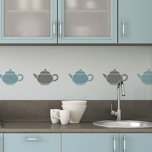 Teapot stencil reusable - stencil,