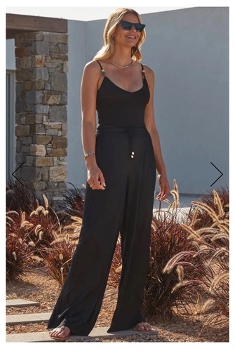 Black trousers wide - trousers, satin