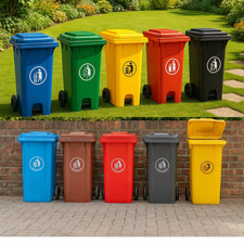 Outdoor Wheelie Bin Trash Can Large 100L 120L EN840 Rubbish Waste Dustbin