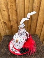 Unique Unisex Black Red Steampunk Playing cards Top Hat Feathers Roses 57cm  (3)