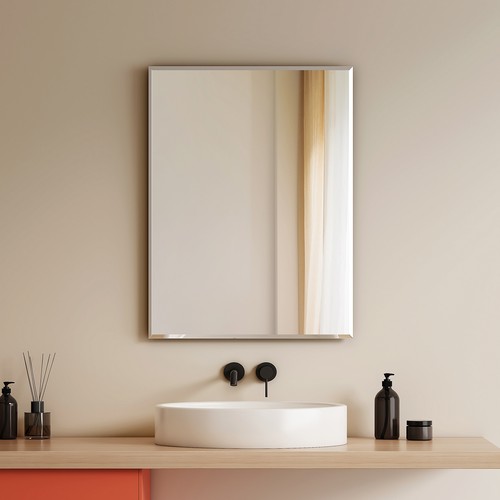 Frameless bathroom mirror with - frameless,