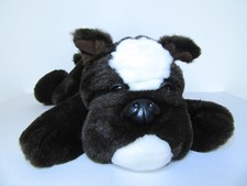 AURORA DOG PUPPY SOFT TOY PLUSH BROWN WHITE FRENCH BULLDOG BOSTON TERRIER COLLAR
