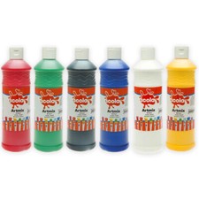 6 x 600 ml Scola Artmix Ready Mixed Poster Paint Assorted Kids Washable Paint